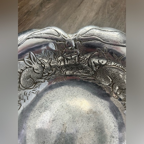 Arthur Court Cast Aluminum Lg Garden Rabbit Bunny 13" Serving Salad Bowl - Picture 6 of 9